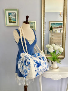 Bohemian Blue & White Toille Travel Tote