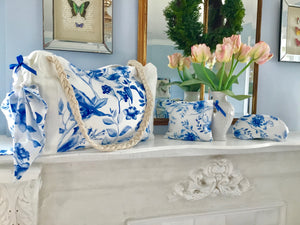 Bohemian Blue & White Toille Travel Tote