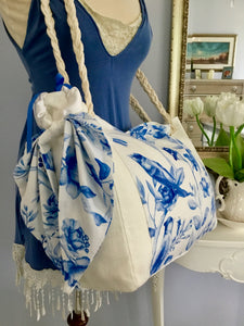 Bohemian Blue & White Toille Travel Tote
