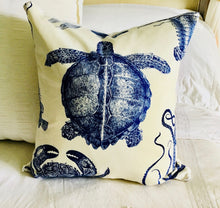 Blue & White Sea Life Pillow